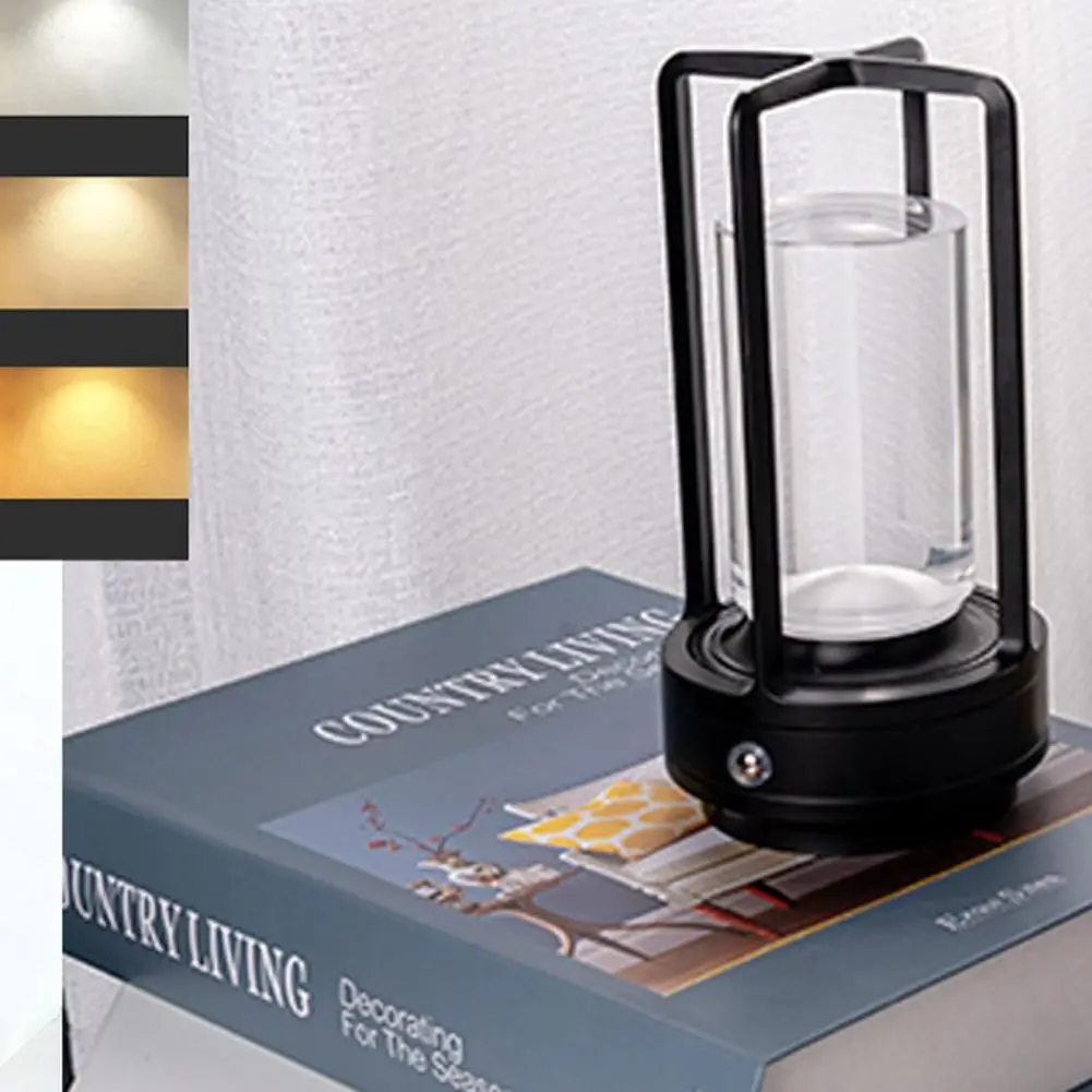 Cordless Table Lamp Aluminum Crystal Portable LED Table Lamp Atmosphere Lamp With 3 Color Stepless Dimming Touch Control