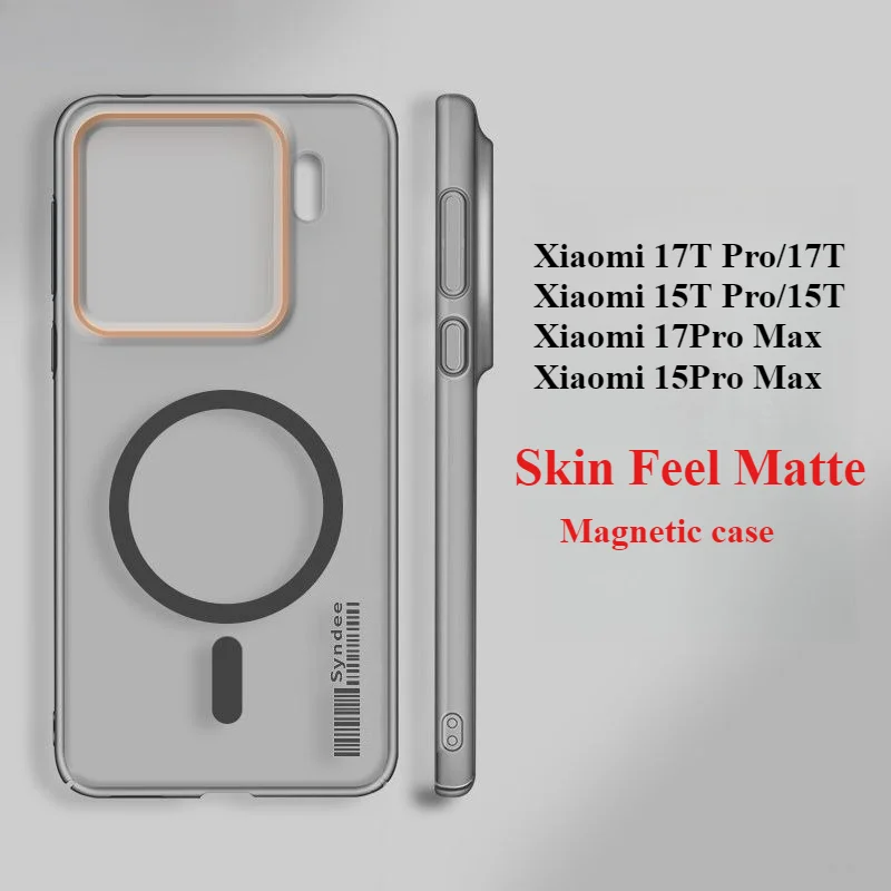 Étui magnétique Silm Matte Skin Feel pour Xiaomi 17T Pro 17 Pro Max 15T Pro, coque rigide robuste avec chargeur sans fil, protection anti-chute