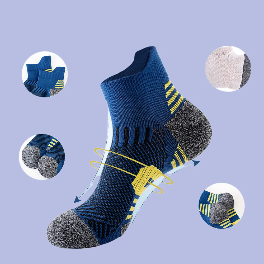 Chaussettes basses absorbant la transpiration et dépistolet antes pour hommes, chaussettes de basket-ball, chaussettes de cyclisme, chaussettes de randonnée en plein air, chaussettes de sport, nouveau, 5 paires