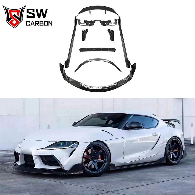 

Комплект кузова в стиле Aimgain из углеродного волокна для Toyota Supra GR A90 A91 MK5, передний бампер, боковые юбки, задний диффузор, спойлер, обвес