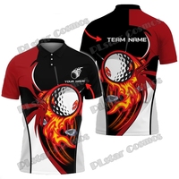 Flame Ball Golf Mix White Multicolor Option Customized Name 3D Printed Men's Polo Shirt Summer Unisex Casual Polo shirt WK254