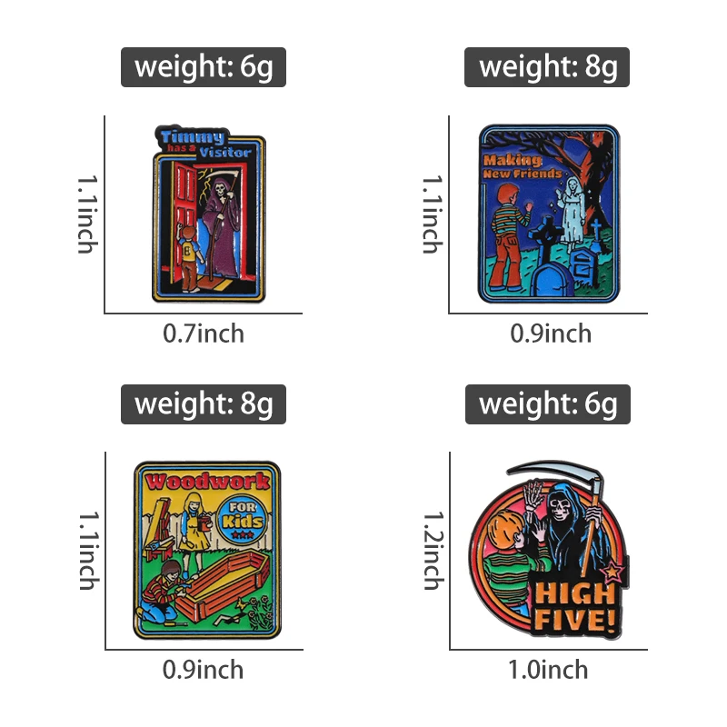 Horror Cartoon Flim TV Character Enamel Pins Halloween Backpack Clothes Brooches Decorative Jewelry Accessories Lapel Badge Gift