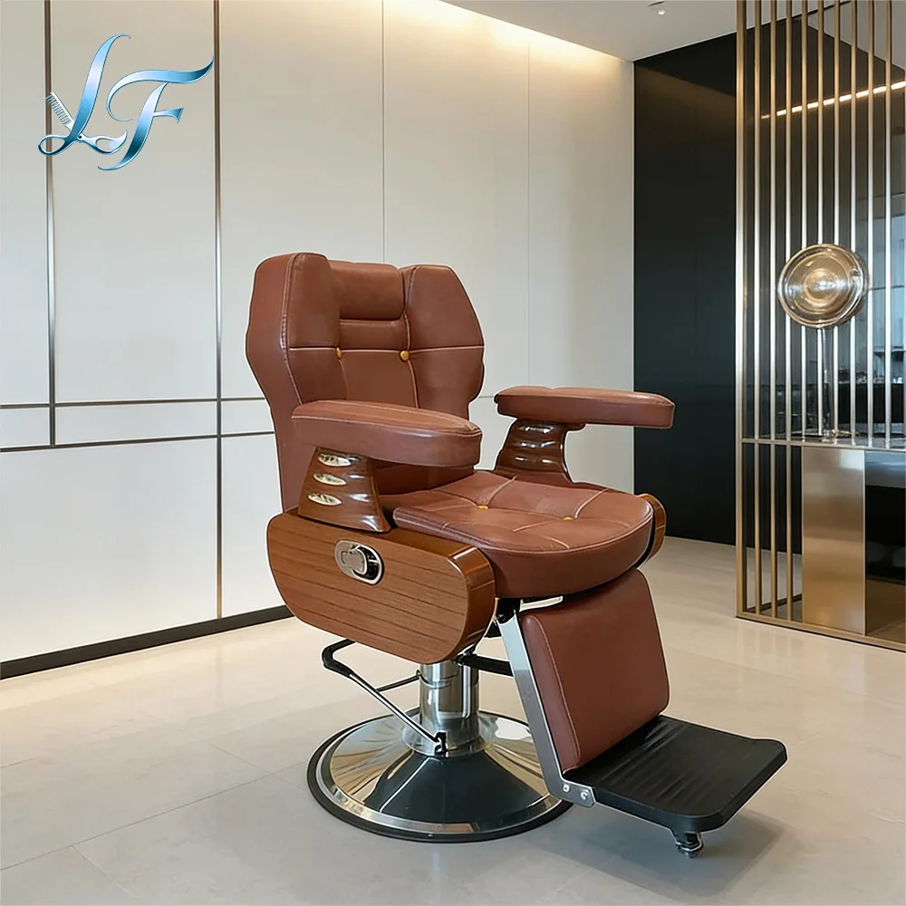 High End Vintage Reclinable Barber Chair Ideal For Men Pompadour Styling Hair Salon And Barbershop Usage