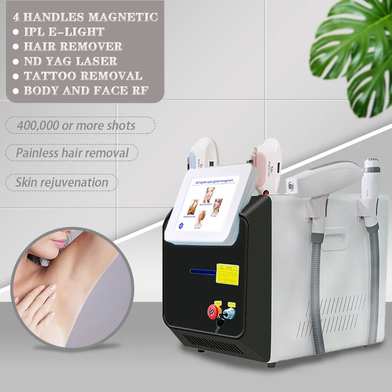 ADG 4in1 OPT Elight Hair Removal Nd Yag Laser Skin Whitening Tattoo Remover Permanent Hair Remove Epilator Machine For Salon Spa