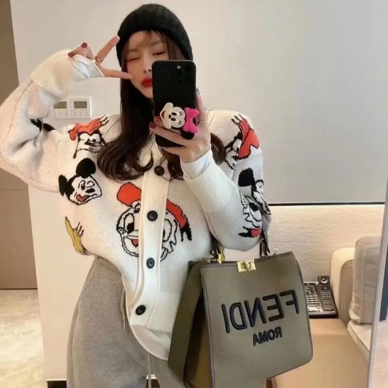 

Clothes Knitted Cardigan Korean Cartoon Sweaters for Women Coat Female Autumn and Winter Loose Wild Thicken Kawaii Tops