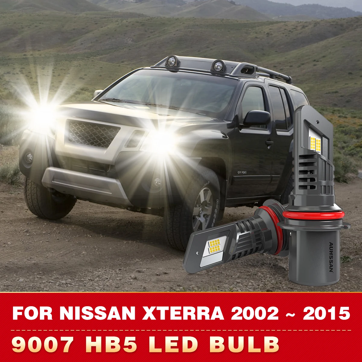 2x 9007 HB5 Led Canbus Headlight Bulb 24000Lm High Low Beam Fog Light With Fan Led High Power For Nissan Xterra 2002 ~ 2015