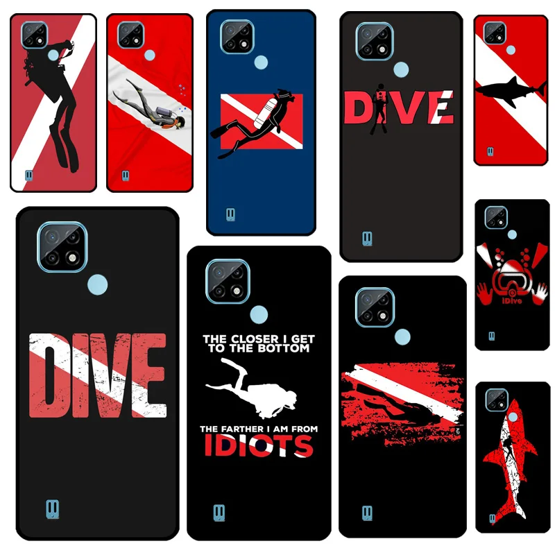 Dive Scuba Diver Shark Diving For OPPO Realme GT Master 7 8 Pro 8i C21 GT Neo 2 Case For OnePlus 8T 9R 9RT 8 9 Pro Nord2