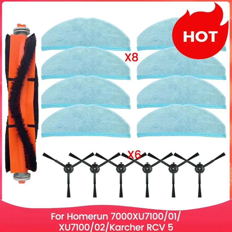 A01V-для серии Homerun 7000 XU7100/01, XU7100/02 Karcher RCV 5, детали для пылесоса, основной ролик, боковая щетка, тряпки для швабры
