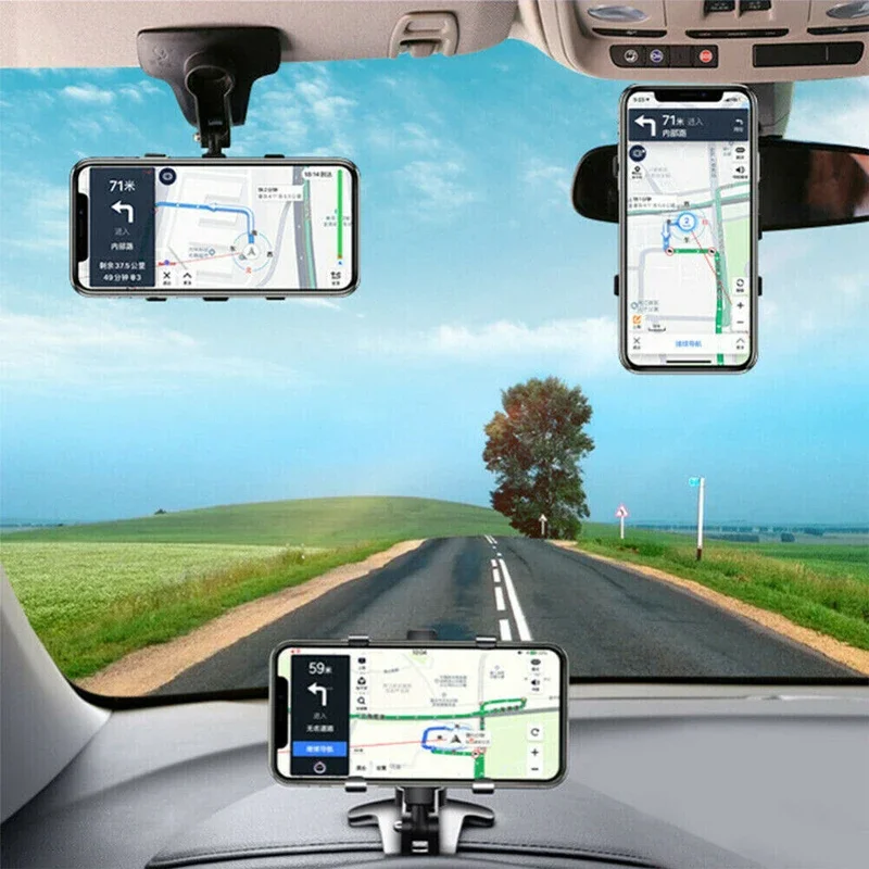 Car Mobile Phone Stand Car Interior Dashboard Rearview Mirror Navigation Holder 360° Adjustable Bracket Car Accessories