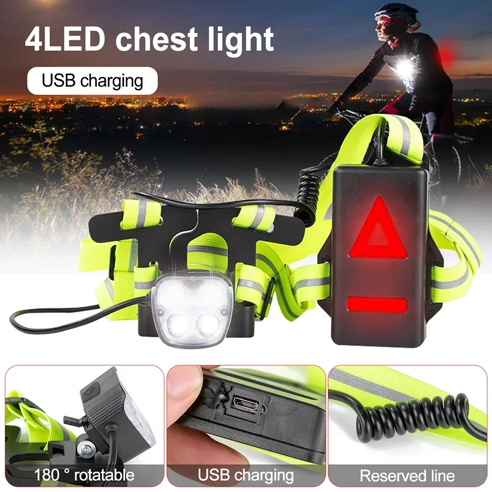 

USB Rechargeable LED Chest Lights Night Running Light Outdoor Sports Backlight Strap Night Running Safety Warning Lights