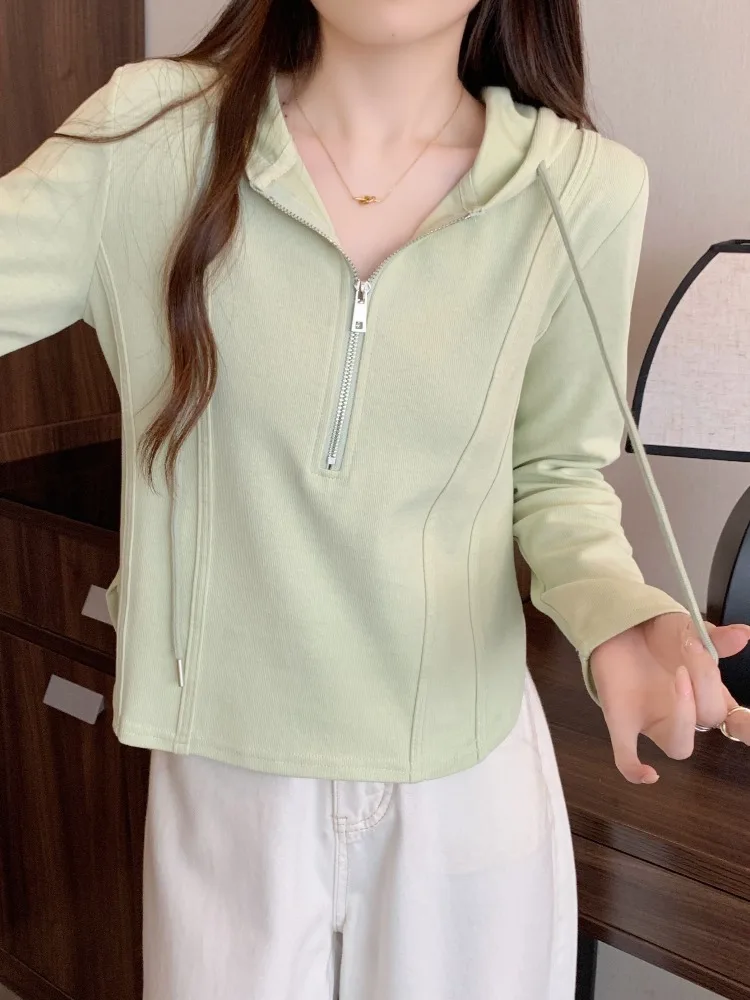 

Женская толстовка Slimming Fibone Design с капюшоном, больших размеров, с длинными рукавами, на молнии, весенняя модная повседневная удобная кофта