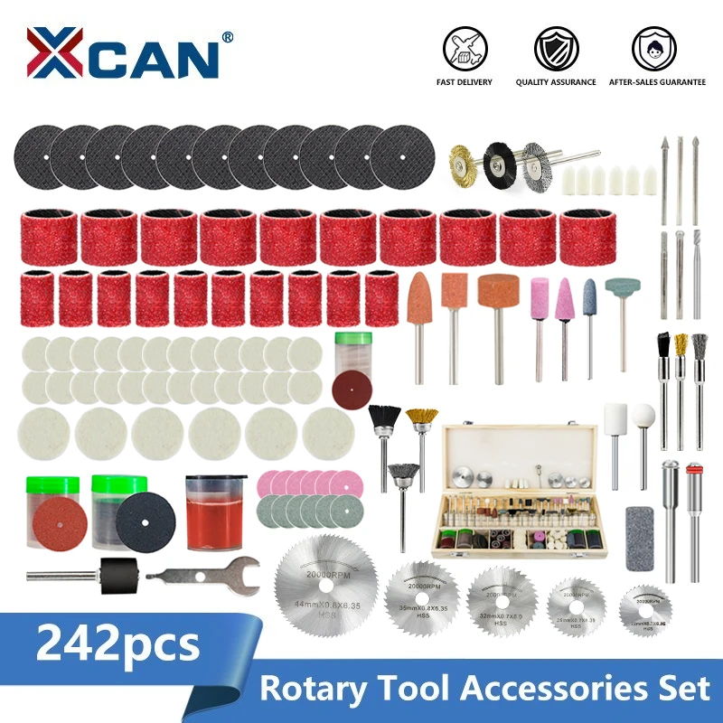 

XCAN 242pcs Power Tools Rotary Tool Accessory Set Fits Dremel Drill Grinding Polishing Accessories Mini Saw Blade Abrasive Tool