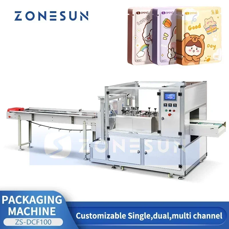 Zonesun forma de envoltório de fluxo horizontal preenchimento 4 lados máquina de selagem equipamento de pacote de fluxo ZS-DCF100