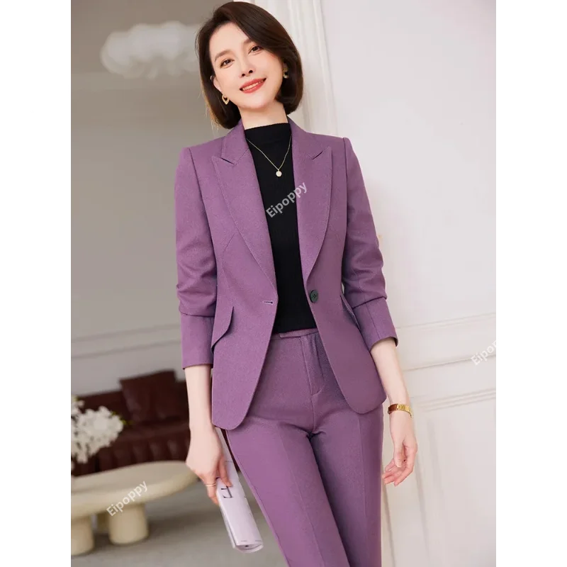 2024 New High Quality Formal Women 2 Piece Pants Suit Professional Office Lady Business Suits Trouser and Blazer