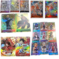 Diy One Piece Anime Rare Homemade Card Luffy Hancock Zoro Shanks Robin Cartoon Bronzing Collection Flash Card Christmas Gift