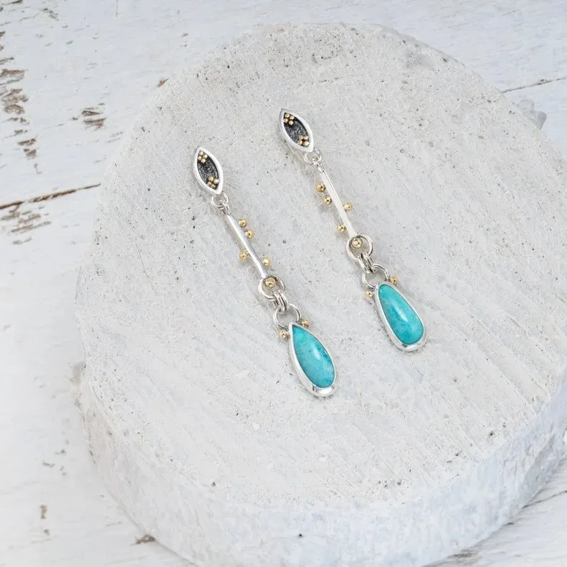 Milan New Vintage Style Blue Turquoise Earrings  for Women Pendant Jewelry Electroplating Alloy Hot Selling Wholesale Style image 3