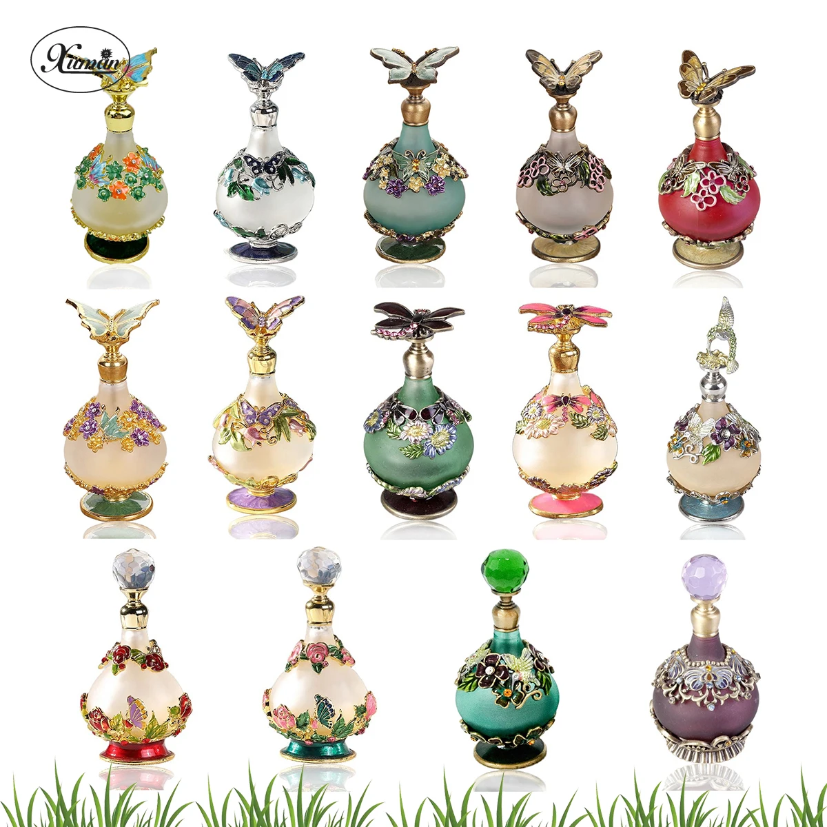 

25ml Dragon Butterfly Rose Flower Gourd Metal Refillable Perfume Bottle Fragrance Oil Glass Bottle Gift Party Favors Home Decora