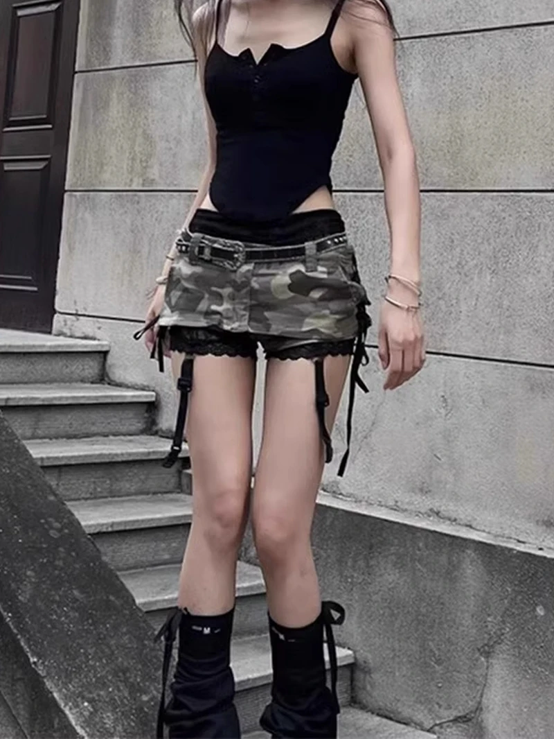 

Американская ретро High Street Y2K камуфляжная юбка женская летняя дизайнерская с низкой талией сексуальная облегающая джинсовая юбка чистый цвет