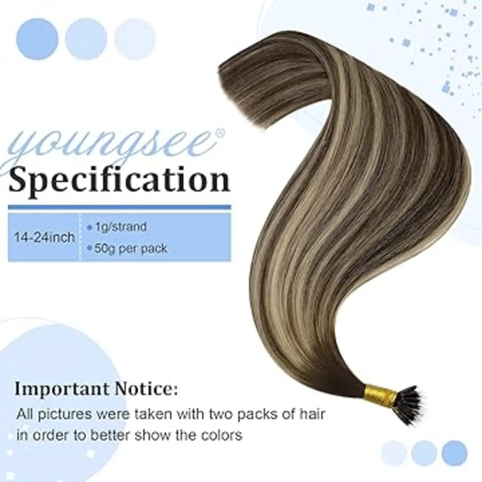 YoungSee Remy Hair Nano Ring Tip Micro Beads For Human Hair Extension Pre-bonded Nano Tip Hair Extensions 14-24inch 50G-100G