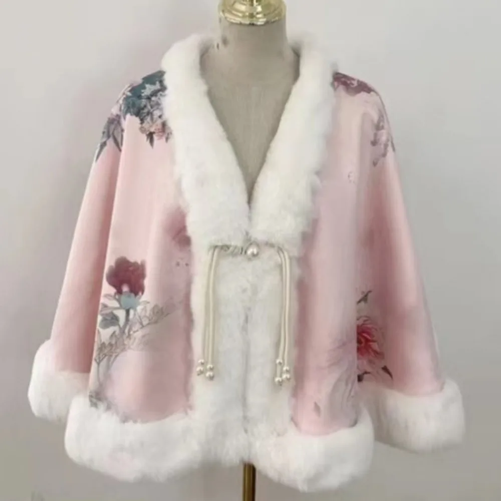 

Роскошная зимняя теплая вязаная шаль в китайском стиле, толстый плюшевый шарф, элегантный кардиган, плащ для вечерних платьев, свадебной вечеринки