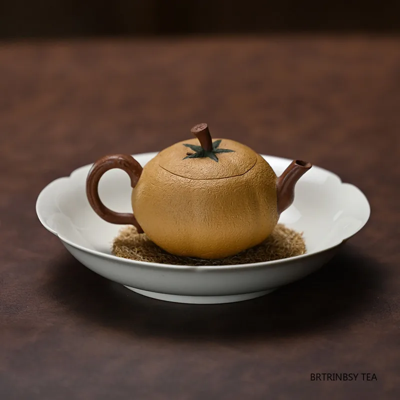 75ml Chinese Yixing Purple Clay Teapot Handmade Fruit Shape Tea Pot Household Small Capacity Kettle Tradition Zisha Tea Set