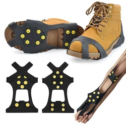 1 Paar 10-Studs Snow Ice Claw Climbing Anti Slip Spikes Grips Steigeisen Stollen Sport Schuhüberzug für Damen Herren Stiefelüberzug Anti-Rutsch