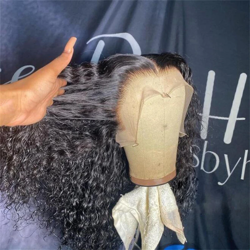 180 Dichte weich 26 "lange schwarze verworrene lockige Spitze Front Perücke für schwarze Frauen Babyhair vor gezupft hitze beständig leimlos