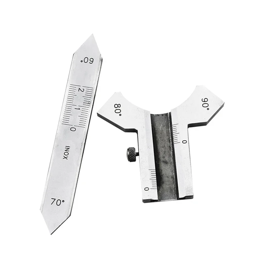 Welding Inspection Ruler Detachable Weld Gauge Seam Gap/ Fillet/ Crown Test Ulnar Ruler 60 70 80 90 Degree Angle Measure 0-20mm