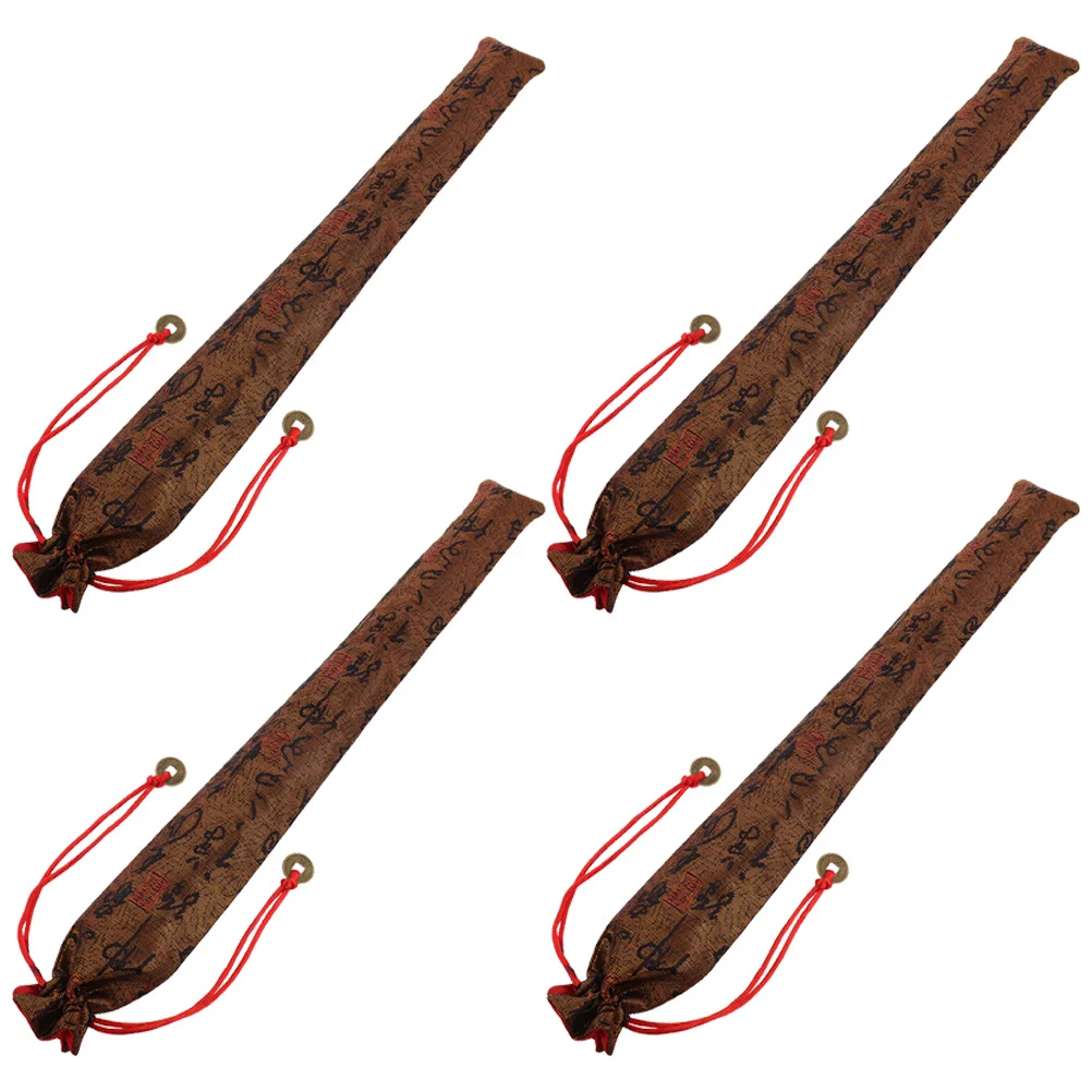 4 قطع من غطاء مروحة اليد الصينية برباط، حامي جمالي تقليدي لحقائب المجوهرات الصغيرة وغطاء مروحة السفر #3