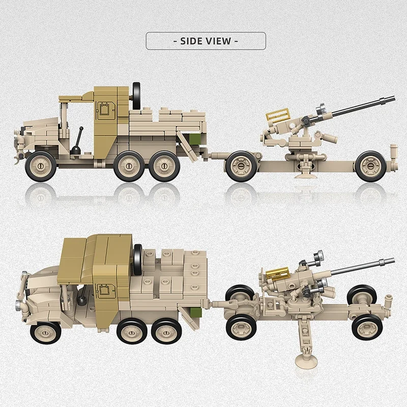 402 шт. Британский Boфор 40 мм L/60 Моррис CDSW 6X4 Строительные блоки Второй мировой войны Военный автомобиль Классическая модель Кирпичи Игрушки для детей Подарки