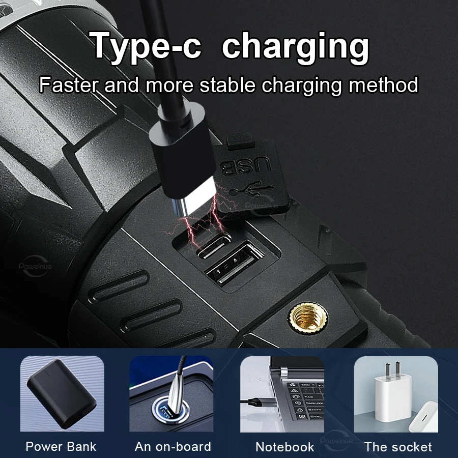 19000000LM Super Powerful Flashlight Built-in 3*18650 High Power Torch Rechargeable LED Light Big Aperture Camping COB Lantern