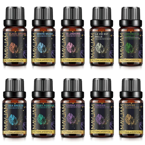 MAYJAM-vela de aceite aromático de 10ml, aceite esencial para humidificador, almizcle blanco, coco, vainilla, brisa marina