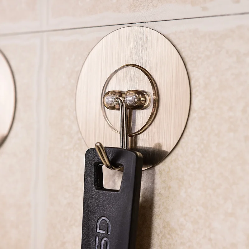 Kitchen Wall Hook Adhesive Hook Hanger Transparent Stainless Steel Strong Door Hanger Key Holder for Kitchen Bathroom Towel Hook - view 2