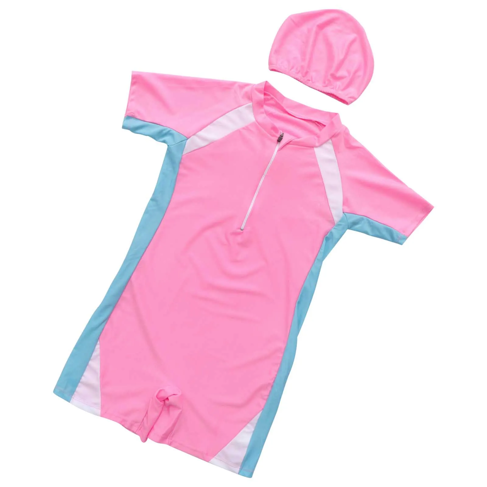 بدلة سباحة من قطعة واحدة مقاومة للشمس سريعة الجفاف من Chinlon باللون الوردي Xl 8-12 سنة بدلة استحمام صيفية للبحر #5