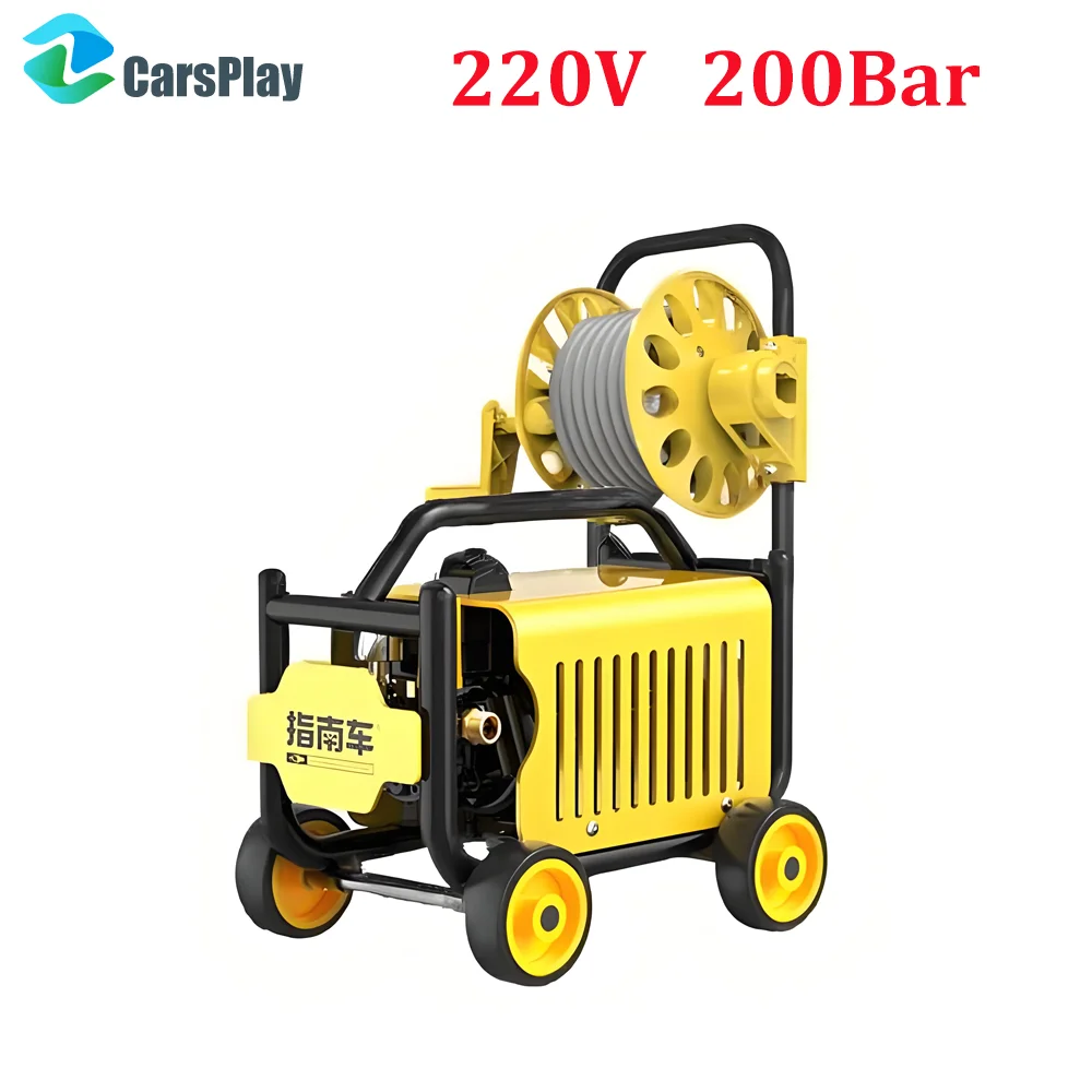 

High Pressure Car Washer 220V 200Bar with Visual Pressure Gauge And Foam Gun Vehicle Cleaning Kit All Metal Body Easy to Move