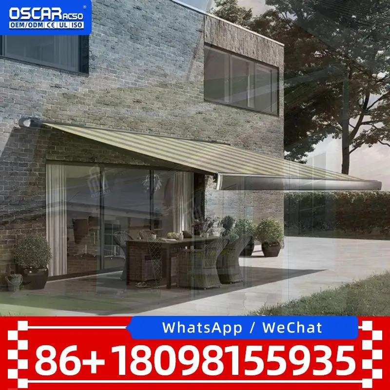 الألومنيوم للطي الذراع في الهواء الطلق بمحركات قابل للسحب مظلة كاسيت كاملة للفناء الخلفي شرفة المظلة القابلة للسحب #1