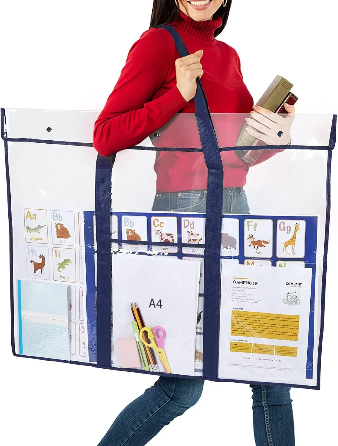 Grand sac de rangement pour affiches (31.5 "× 25.5"), support pour tableau d'affichage, conteneur de portefeuille d'art pour l'organisation de la salle de classe des enseignants, 3 paquets