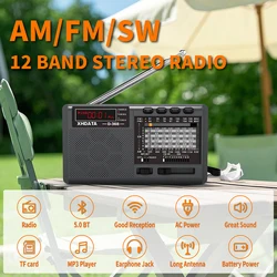 XHDATA D-368 Radio FM BT portatile AM FM SW 12 bande ricevitore Radio Stereo tasca Wireless lettore MP3 TF USB Bluetooth compatibile