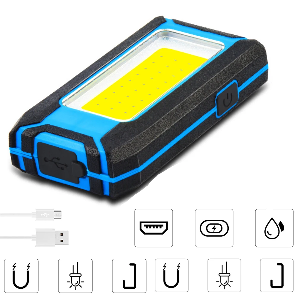 Linterna LED COB potente de 800LM, luz de trabajo recargable por USB, lámpara de inspección, tienda de campaña, lámpara de pared, 3 modos, 3000mAh