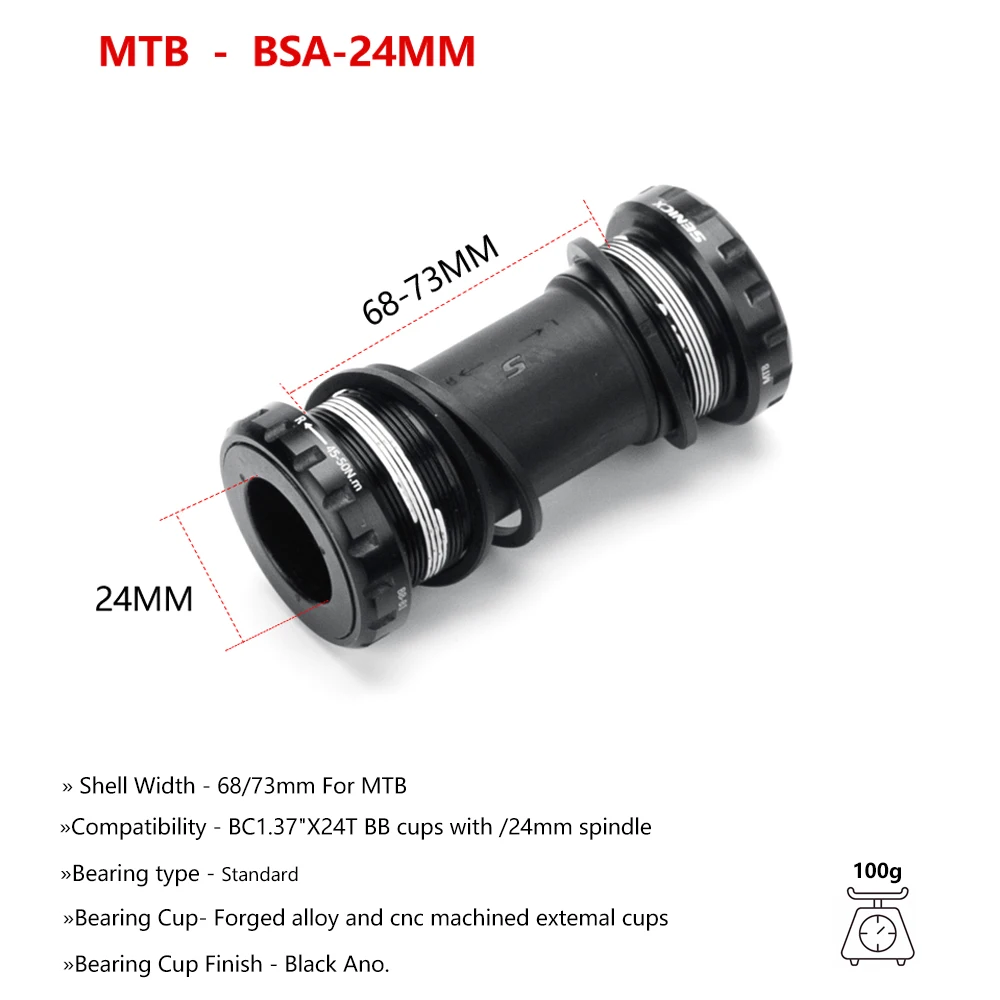 SENICX Bsa 68/73 Thread Bottom Bracket for Road Mountain Bike