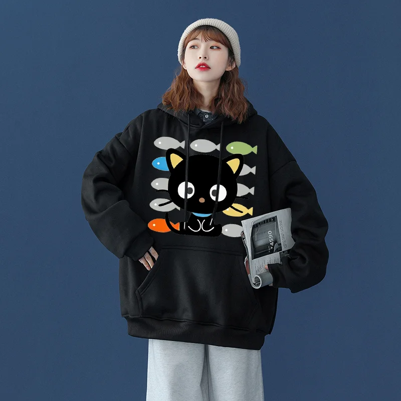 Sanrio Choco Cat Men's and Women's Hoodie Casual Street Clothing Long sleeved Sweatshirt Boys and Girls Autumn Top Coat