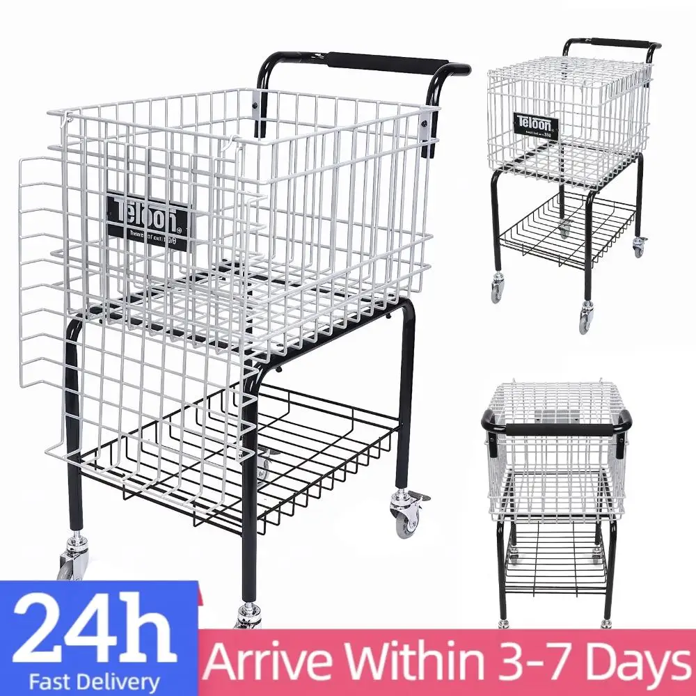 

350 Balls Capacity Training Ball Pickup Basket Portable Steel Ball Trolley Mobile for Tennis Pickleball Baseball Softball Court