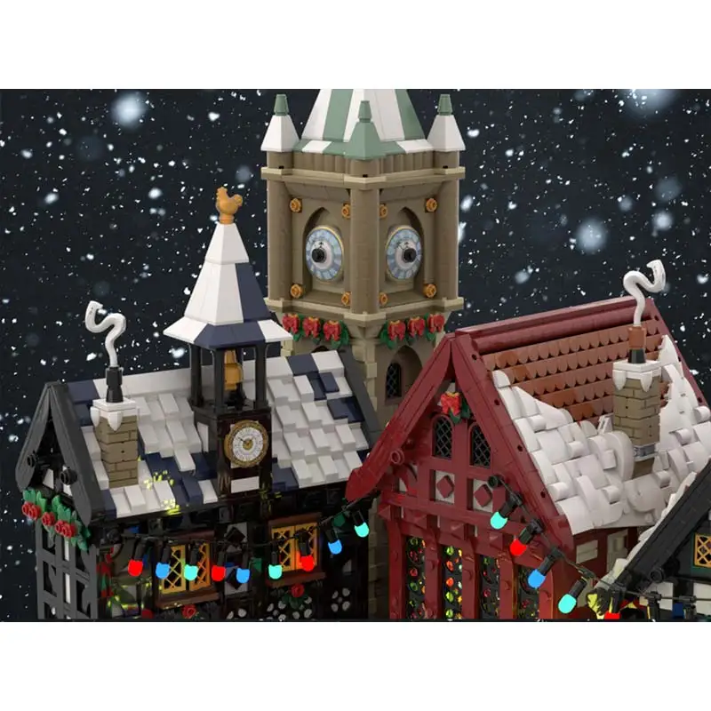 MOC City Street Scene Serie German Christmas Old Town Building Blocks Modular Architecture Originality DIY Bricks Toy Xmas Gift