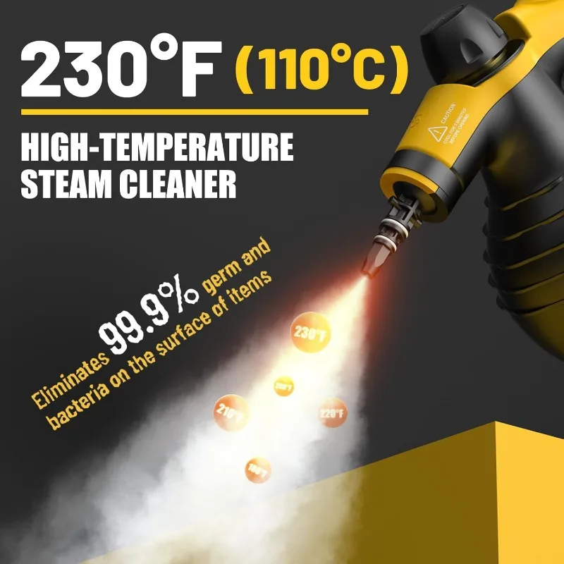 Pressurized Handheld Steam Cleaner with 10pcs Accessories & Safety Lock, Multi-Purpose & Powerful Home Use Steamer for Cleaning