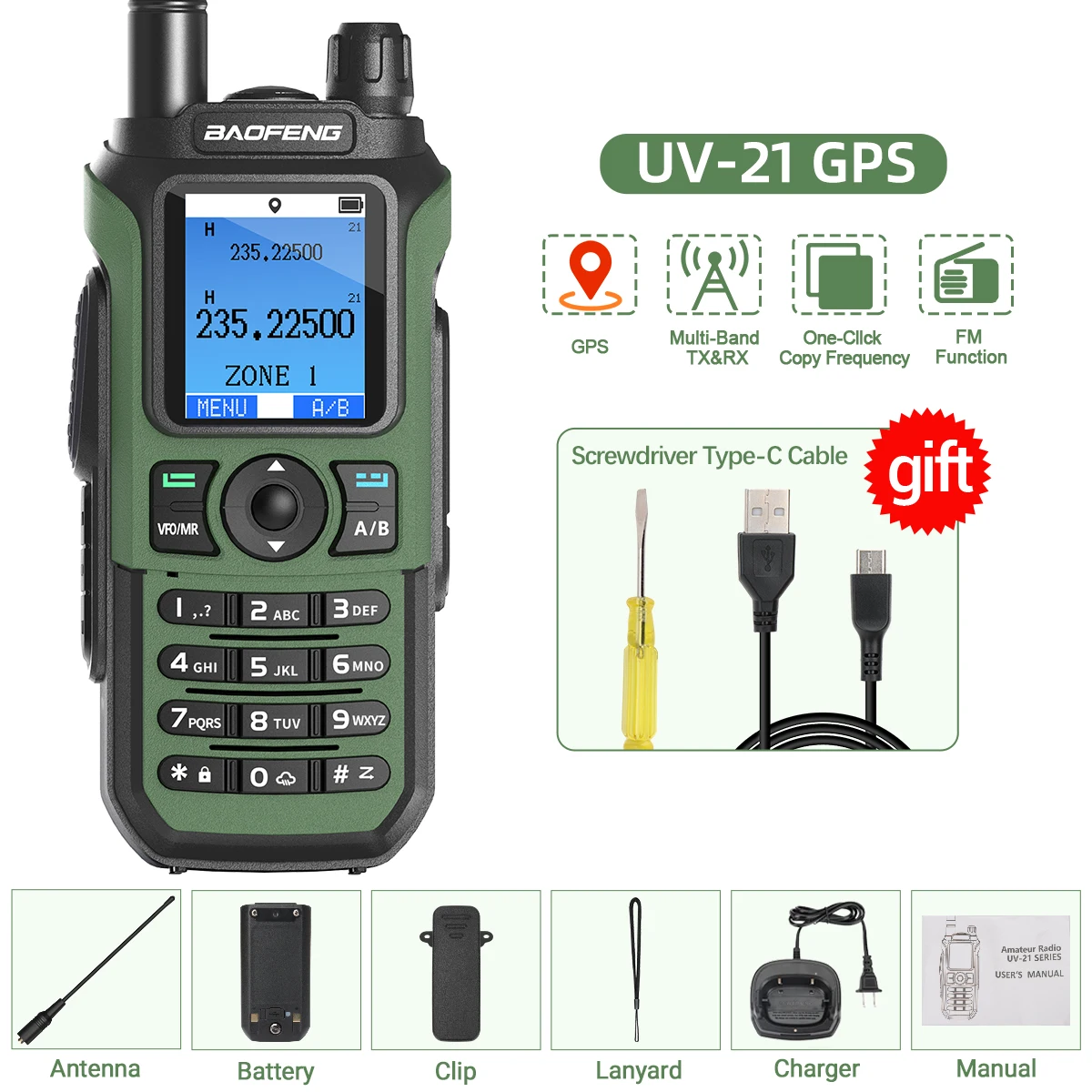 Baofeng UV 21 Pro Draadloze Copy Frequentie Walkie Talkie 16 KM Lange Range Waterdichte Zaklamp Type-C Oplader Ham Radio UV 5R