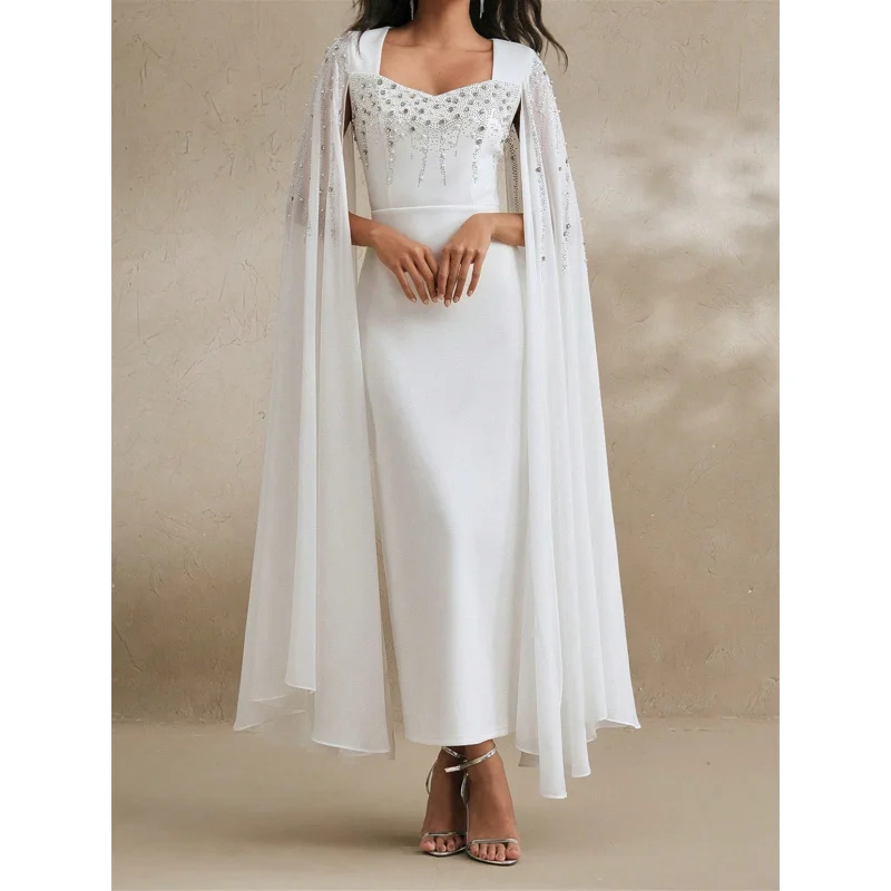 

Muslim Women's High-End Luxurious Beaded Rhinestone In-Stock Chiffon Dress