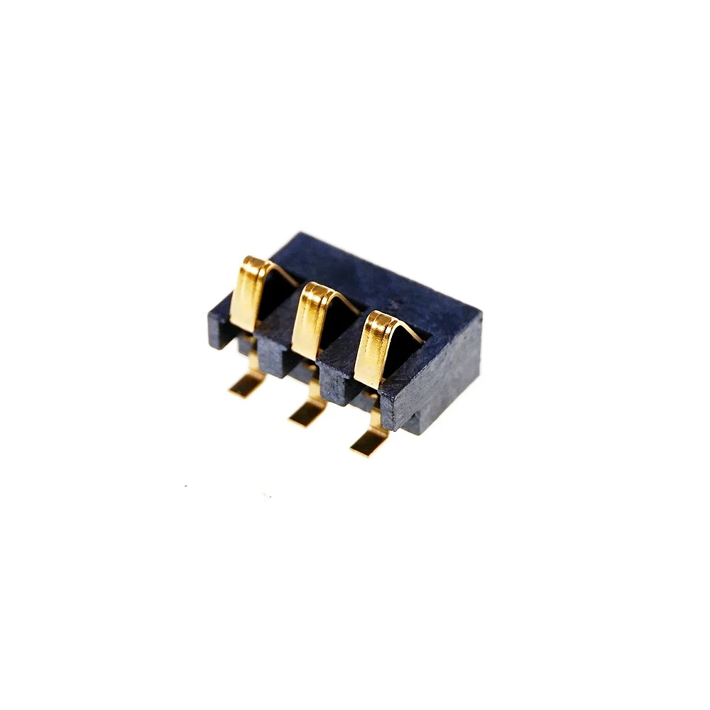 5pcs Spring Compression Contact 2.5 mm Pitch 3 Pin Female Male Connector Surface Mount Rechargeable Battery Connector Gold Flash