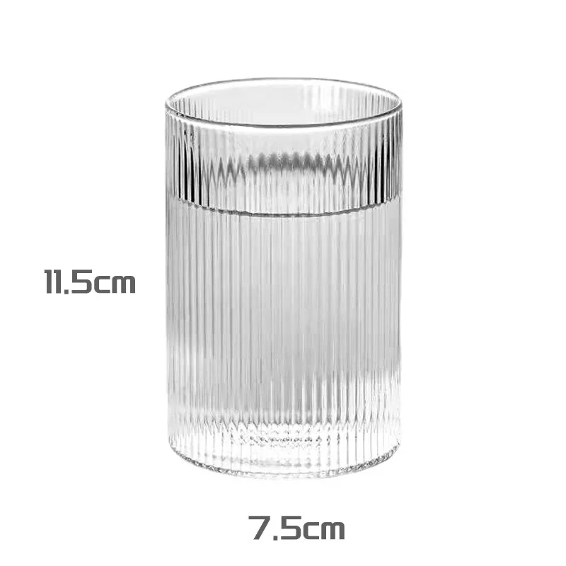 Nordic Ribbed Glass Cup 300ml 10oz 400ml 13oz Heat Resistant Straight Striped Glass Iced Latte Japanese Vertical Coffee Mug 1 PC