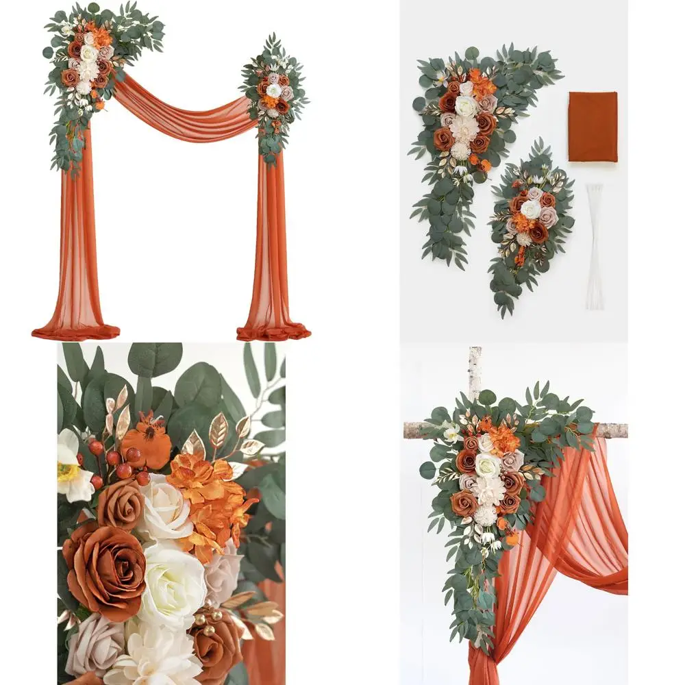 

Набор из 3 искусственных свадебных цветов с терракотовой драпировкой длиной 26 футов для свадебных украшений своими руками