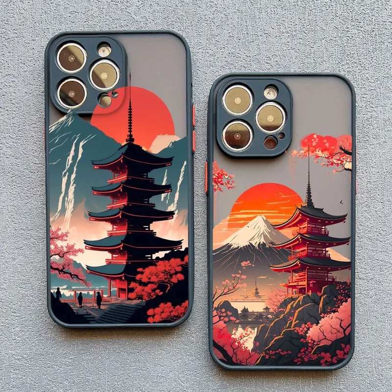 Retro Building Ancient Tower Shockproof Phone Case For iPhone 15 14 13 12 11 Pro Max 15 14 7 8 Plus 13 12 Mini X XR XS Covers